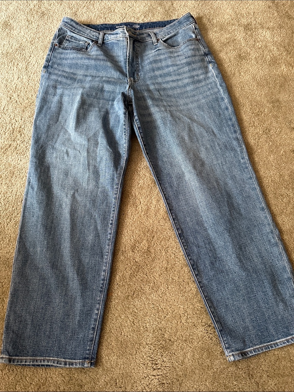 Old Navy OG LOOSE High Rise Relaxed Straight-Leg  in Light Blue Wash